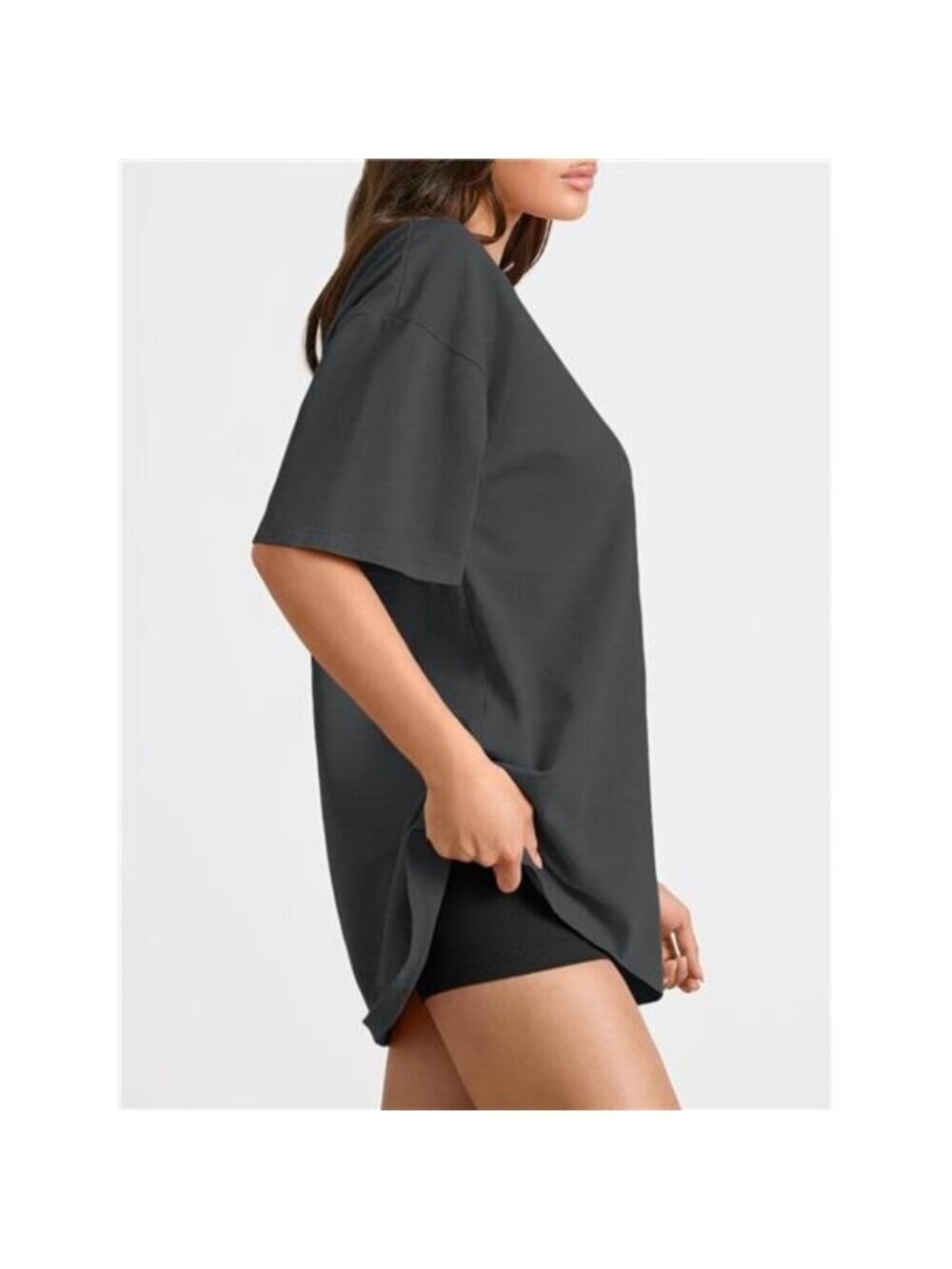 Womens Oversized Spring Summer T Shirts Business Casual Dressy Black Grey - Picture 3 of 6